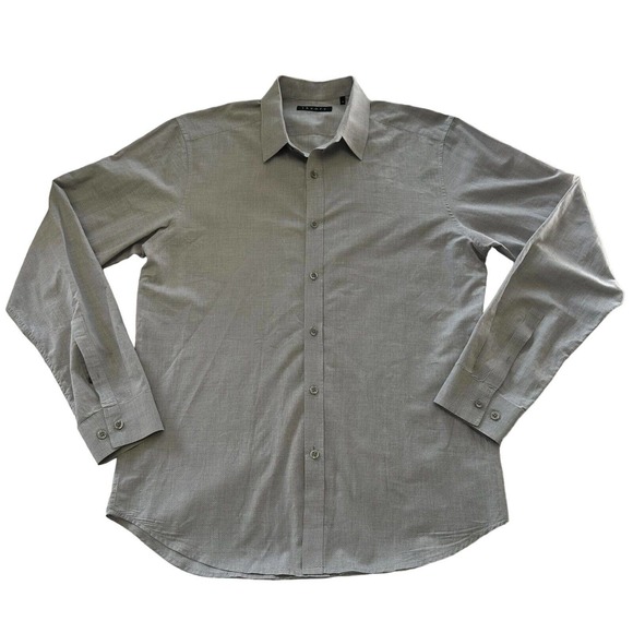 Theory Shirt Men Medium Gray Casual Officewear Button Up Long Sleeve Lightweight - Picture 1 of 5